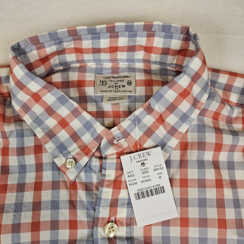 J.Crew Button Down Mens M Gingham Light Weight Shirt Long Sleeve Plaid Cotton - Picture 5 of 14